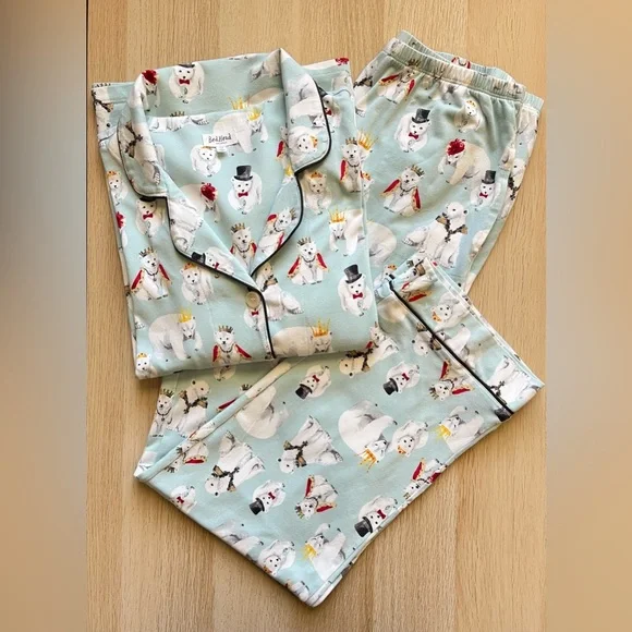 BedHead Pajamas M Organic Cotton Polar Bear Print Made USA - Picture 16 of 16